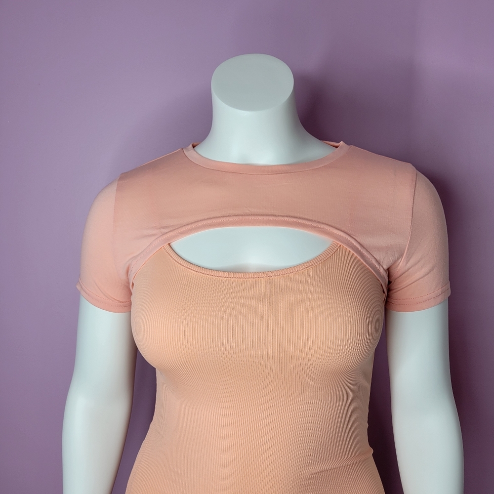 Shein orange fitted ribbed dress
